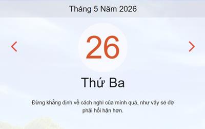 Xem lịch âm dương hôm nay 26/05