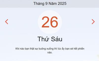 Xem lịch âm dương hôm nay 26/9