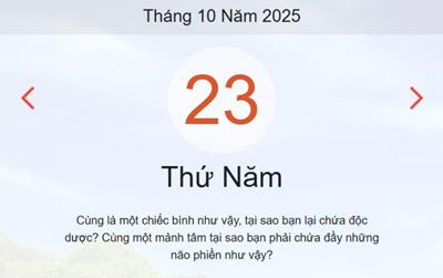 Lịch âm 23/10 - Âm lịch hôm nay 23/10 chính xác nhất - lịch vạn niên ngày 23/10/2025