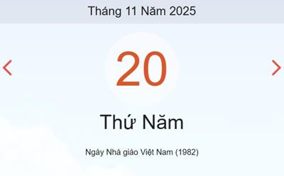 Lịch âm 20/11 - Âm lịch hôm nay 20/11 chính xác nhất - lịch vạn niên ngày 20/11/2025