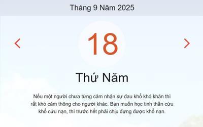 Xem lịch âm dương hôm nay 18/9