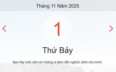 Xem lịch âm dương hôm nay 1/11