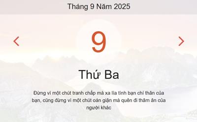 Lịch âm 9/9 - Âm lịch hôm nay 9/9 chính xác nhất - lịch vạn niên ngày 9/9/2025