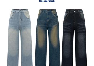 Calem Club - Quần Jeans Wash cạp cao Ống Rộng tôn dáng cho phái đẹp | form thụng unisex