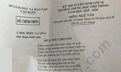 Đáp án và đề thi vào lớp 10 môn Văn 2025 tại Cao Bằng