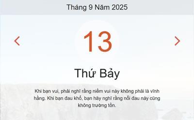 Xem lịch âm dương hôm nay 13/9