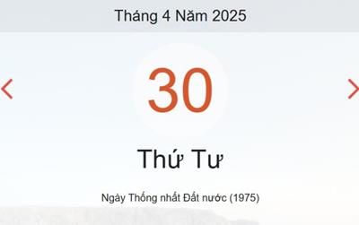 Lịch âm 30/4 - Xem Âm lịch hôm nay 30/4/2025 chính xác nhất