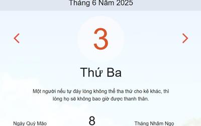 Lịch âm 3/6 - Âm lịch hôm nay 3/6 chính xác nhất - lịch vạn niên ngày 3/6/2025