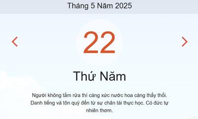 Lịch âm 22/5 - Âm lịch hôm nay 22/5 chính xác nhất - lịch vạn niên ngày 22/5/2025