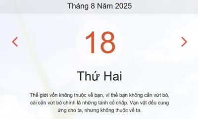 Lịch âm 18/8 - Âm lịch hôm nay 18/8 chính xác nhất - lịch vạn niên ngày 18/8/2025