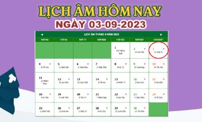 Lịch âm 3/9 - Âm lịch hôm nay 3/9/2023 nhanh và chính xác nhất