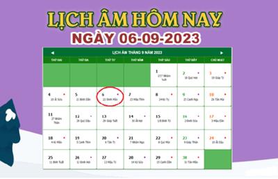 Lịch âm 6/9 - Âm lịch hôm nay 6/9/2023 nhanh và chính xác nhất