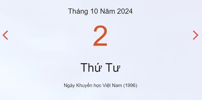 Lịch âm 2/10 - Âm lịch hôm nay 2/10 chính xác nhất - lịch vạn niên ngày 2/10/2024