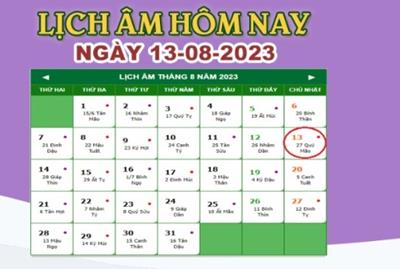 Lịch âm 13/8 – Âm lịch hôm nay ngày 13/8/2023 nhanh và chính xác nhất