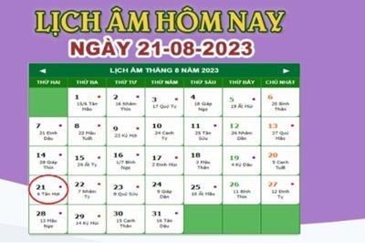 Lịch âm 21/8 – Âm lịch hôm nay ngày 21/8 nhanh và chính xác