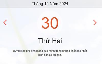 Lịch âm 30/12 chính xác nhất - Âm lịch hôm nay 30/12 - lịch vạn niên ngày 30/12/2024