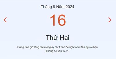 Lịch âm 16/9 - Âm lịch hôm nay ngày 16/9/2024 chính xác nhất - lịch vạn niên 16-9-2024