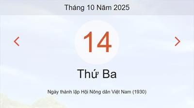 Xem lịch âm dương hôm nay 14/10