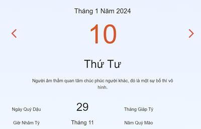 Lịch âm 10/1 - Âm lịch hôm nay 10/1 nhanh và chính xác - lịch vạn niên 10/1/2024