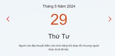 Lịch âm 29/5 - Âm lịch hôm nay 29/5 chính xác - lịch vạn niên 29/5/2024