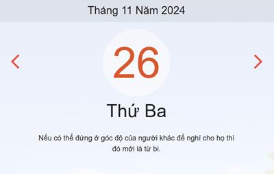 Lịch âm 26/11 - Âm lịch hôm nay 26/11 chính xác - lịch vạn niên ngày 26/11/2024