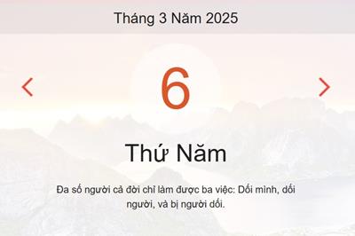 Lịch âm 6/3 chính xác nhất - Âm lịch hôm nay 6/3 - lịch vạn niên ngày 6/3/2025