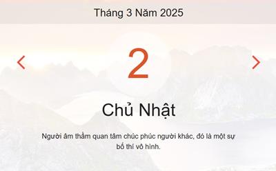 Lịch âm 2/3 chính xác nhất - Âm lịch hôm nay 2/3 - lịch vạn niên ngày 2/3/2025