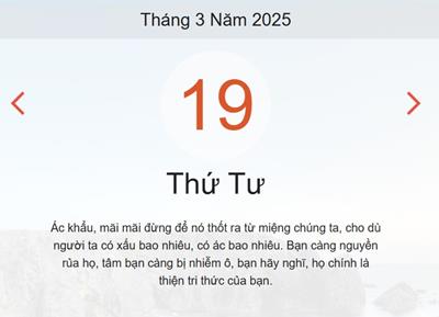 Lịch âm 19/3 chính xác nhất - Âm lịch hôm nay 19/3 - lịch vạn niên ngày 19/3/2025