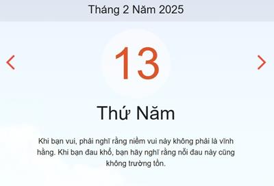 Lịch âm 13/2 chính xác nhất - Âm lịch hôm nay 13/2 - lịch vạn niên ngày 13/2/2025