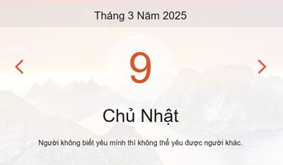 Lịch âm 9/3 chính xác nhất - Âm lịch hôm nay 9/3 - lịch vạn niên ngày 9/3/2025