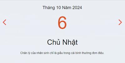 Lịch âm 6/10 - Âm lịch hôm nay 6/10 chính xác nhất - lịch vạn niên 6/10/2024