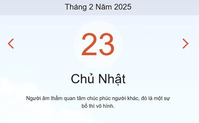 Lịch âm 23/2 chính xác nhất - Âm lịch hôm nay 23/2 - lịch vạn niên ngày 23/2/2025