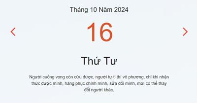 Lịch âm 16/10 - Âm lịch hôm nay 16/10 - lịch vạn niên ngày 16/10/2024