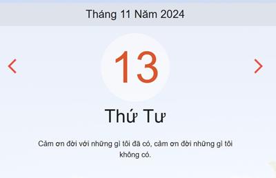 Lịch âm 13/11 - Âm lịch hôm nay 13/11 chính xác - lịch vạn niên ngày13/11/2024