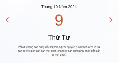 Lịch âm 9/10 - Âm lịch hôm nay 9/10 chính xác - lịch vạn niên ngày 9/10/2024