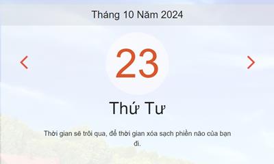 Lịch âm 23/10 - Âm lịch hôm nay 23/10 chính xác - lịch vạn niên 23/10/2024