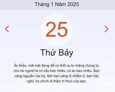 Lịch âm 25/1 chính xác nhất - Âm lịch hôm nay 25/1 - lịch vạn niên ngày 25/1/2025