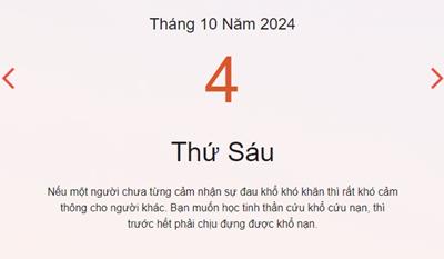 Lịch âm 4/10 - Âm lịch hôm nay 4/10 chính xác nhất - lịch vạn niên 4/10/2024