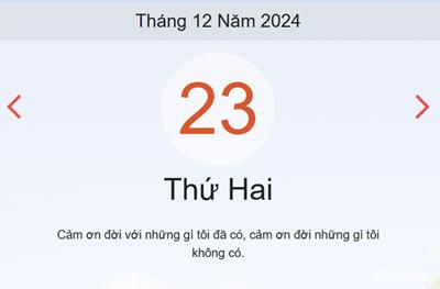 Lịch âm 23/12 - Âm lịch hôm nay 23/12 chính xác - lịch vạn niên 23/12/2024