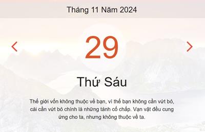 Lịch âm 29/11 - Âm lịch hôm nay 29/11 chính xác - lịch vạn niên ngày 29/11/2024