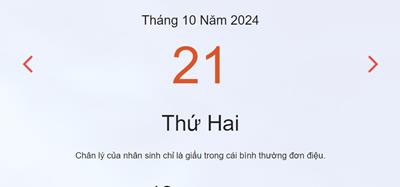 Lịch âm 21/10 - Âm lịch hôm nay 21/10 chính xác - lịch vạn niên ngày 21/10/2024