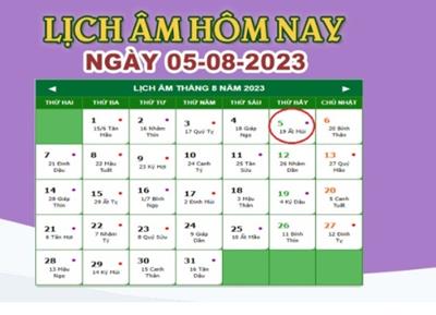 Lịch âm 5/8 – Âm lịch hôm nay ngày 5/8 nhanh và chính xác