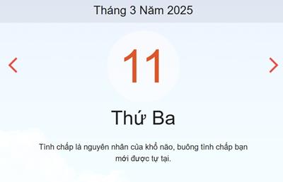 Lịch âm 11/3 chính xác nhất - Âm lịch hôm nay 11/3 - lịch vạn niên 11/3/2025