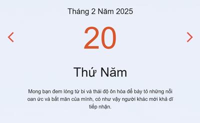 Lịch âm 20/2 chính xác nhất - Âm lịch hôm nay 20/2 - lịch vạn niên ngày 20/2/2025