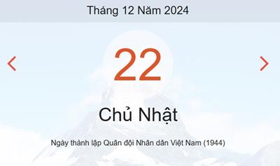 Lịch âm 22/12 - Âm lịch hôm nay 22/12 chính xác - lịch vạn niên 22/12/2024