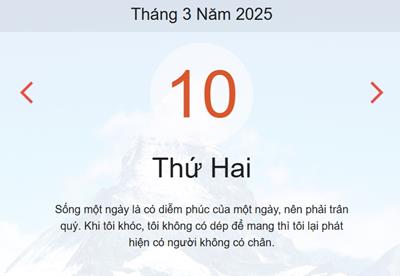 Lịch âm 10/3 chính xác nhất - Âm lịch hôm nay 10/3 - lịch vạn niên 10/3/2025