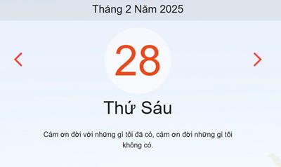 Lịch âm 28/2 chính xác nhất - Âm lịch hôm nay 28/2 - lịch vạn niên ngày 28/2/2025