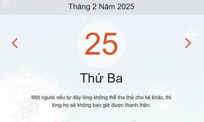 Lịch âm 25/2 chính xác nhất - Âm lịch hôm nay 25/2 - lịch vạn niên ngày 25/2/2025