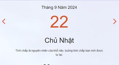 Lịch âm 22/9 - Âm lịch hôm nay 22/9/2024 chính xác nhất - lịch vạn niên 22/9/2024