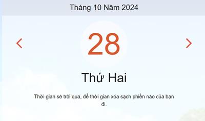 Lịch âm 28/10 - Âm lịch hôm nay 28/10 chính xác - lịch vạn niên ngày 28/10/2024